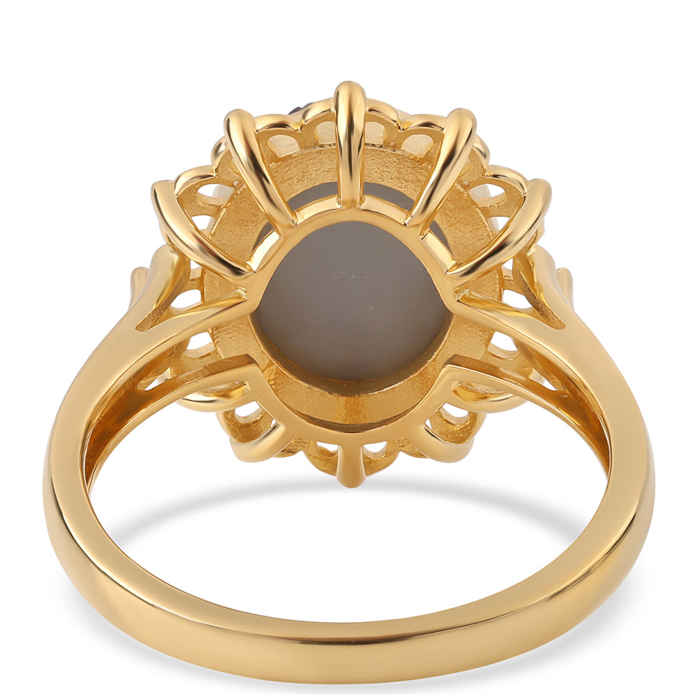 Pozlacený 925 / 1000 Sterlingové Stříbro Prsten s Fialovou Drusy