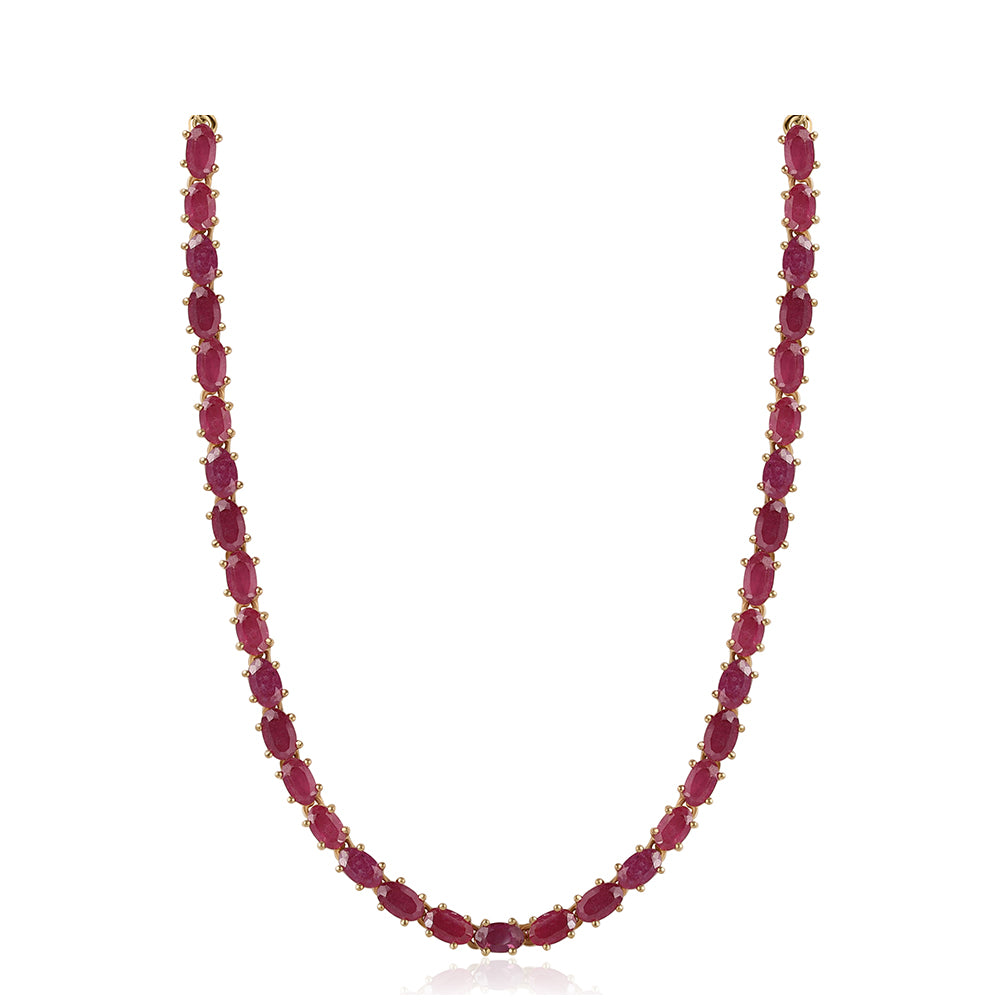 Pozlacený 925 / 1000 Sterlingové Stříbro Náhrdelník s Mozambickým Rubínem 1 