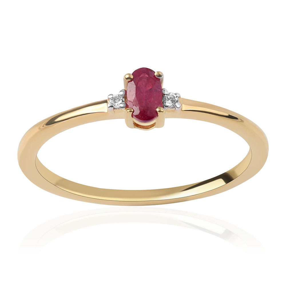 Pozlacené Stříbro 925/1000 - Prsten s Mozambickým Rubínem a Bílým Topazem - Karátové číslo: 0.37. přibližná hmotnost: 1.65 gramů 1 