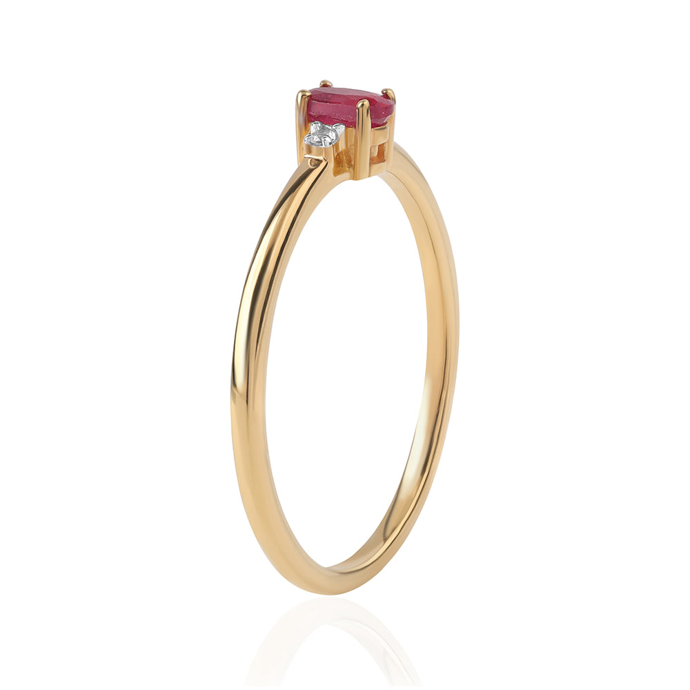 Pozlacené Stříbro 925/1000 - Prsten s Mozambickým Rubínem a Bílým Topazem - Karátové číslo: 0.37. přibližná hmotnost: 1.65 gramů 2 