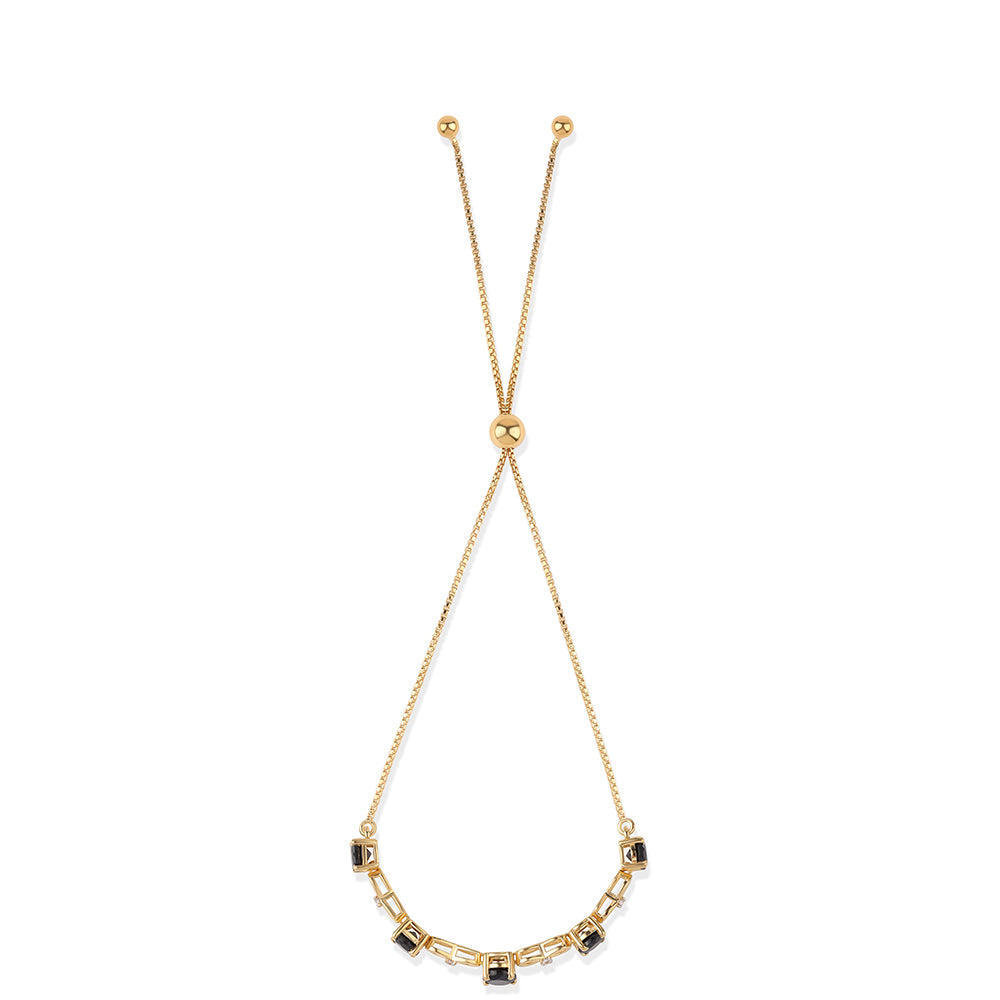 Pozlacený 925 / 1000 Sterlingové Stříbro Náramek s Černým spinelem a Bílým Topazem