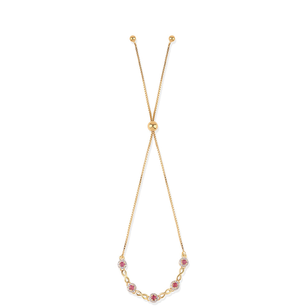 Pozlacené Stříbro 925/1000 - Náramek s Mozambickým Rubínem a Bílým Topazem - Karátové číslo: 1.1. přibližná hmotnost: 3.9 gramů 3 