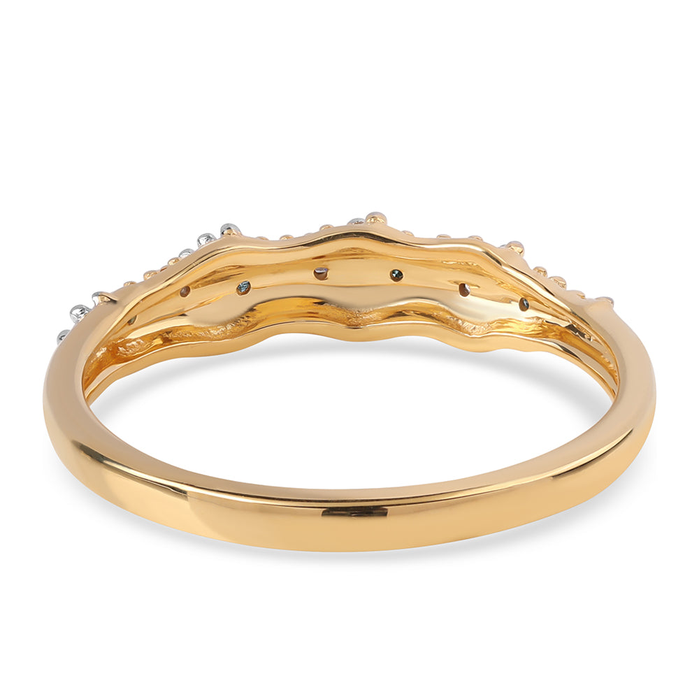 Pozlacené Stříbro 925/1000 - Prsten s Modrým Diamantem a Bílým Diamantem - Karátové číslo: 0.04. přibližná hmotnost: 2.19 gramů 3 