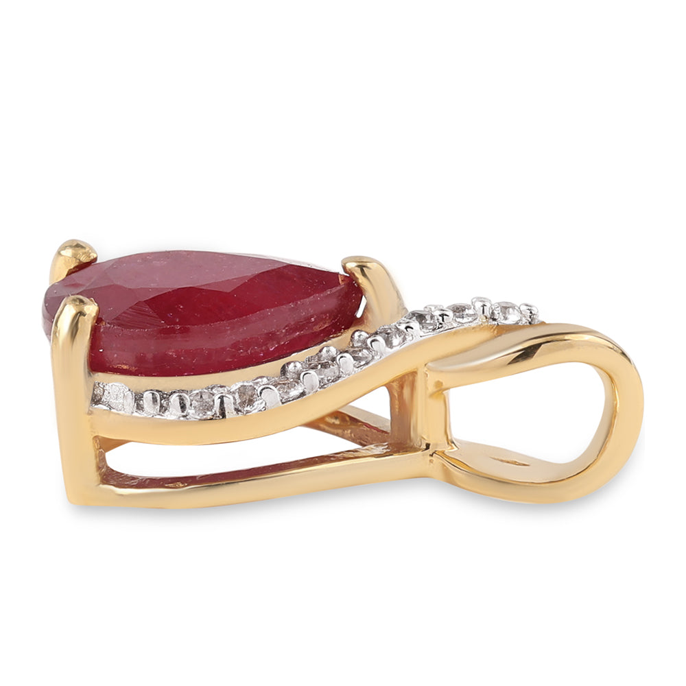 Pozlacené Stříbro 925/1000 - Přívěsek s Mozambickým Rubínem a Bílým Topazem - Karátové číslo: 1.65. přibližná hmotnost: 0.97 gramů 2 