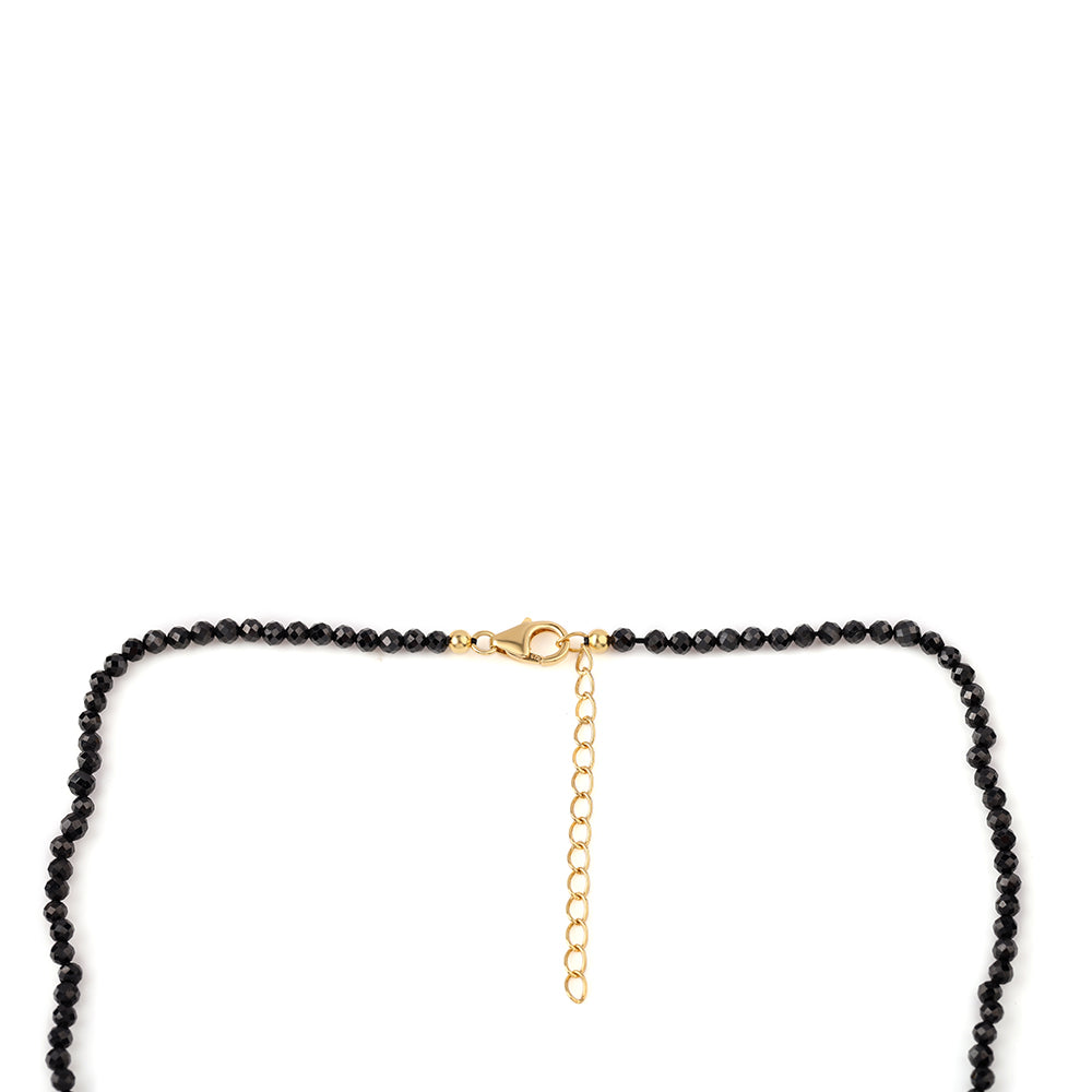 Pozlacené Stříbro 925/1000 - Náhrdelník s Černým spinelem a Bílou Sladkovodní Perlou - Karátové číslo: 38.05. přibližná hmotnost: 8.55 gramů 3 