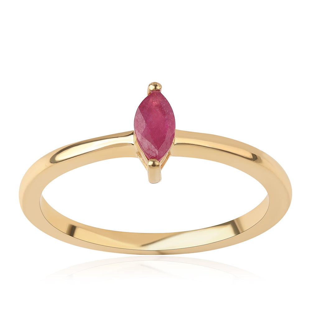 Pozlacené Stříbro 925/1000 - Prsten s Mozambickým Rubínem - Karátové číslo: 0.29. přibližná hmotnost: 1.66 gramů 1 