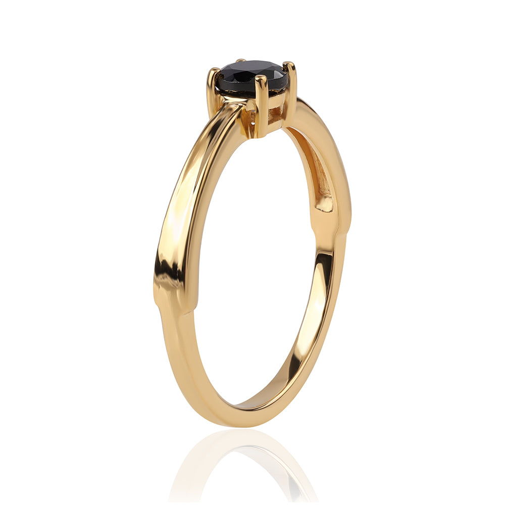 Pozlacené Stříbro 925/1000 - Prsten s Černým spinelem - Karátové číslo: 0.64. přibližná hmotnost: 2.22 gramů 2 