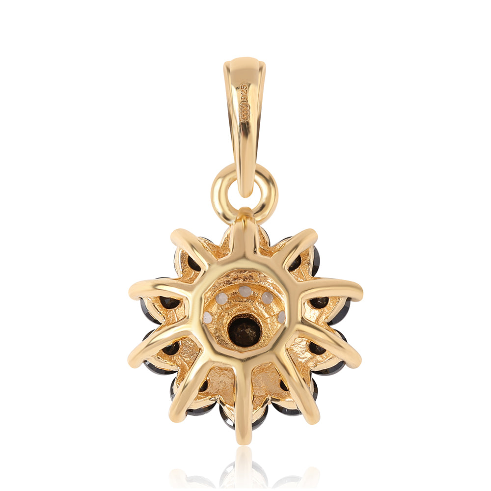 Pozlacený 925 / 1000 Sterlingové Stříbro Přívěsek s Černým spinelem a Bílým Topazem 3 