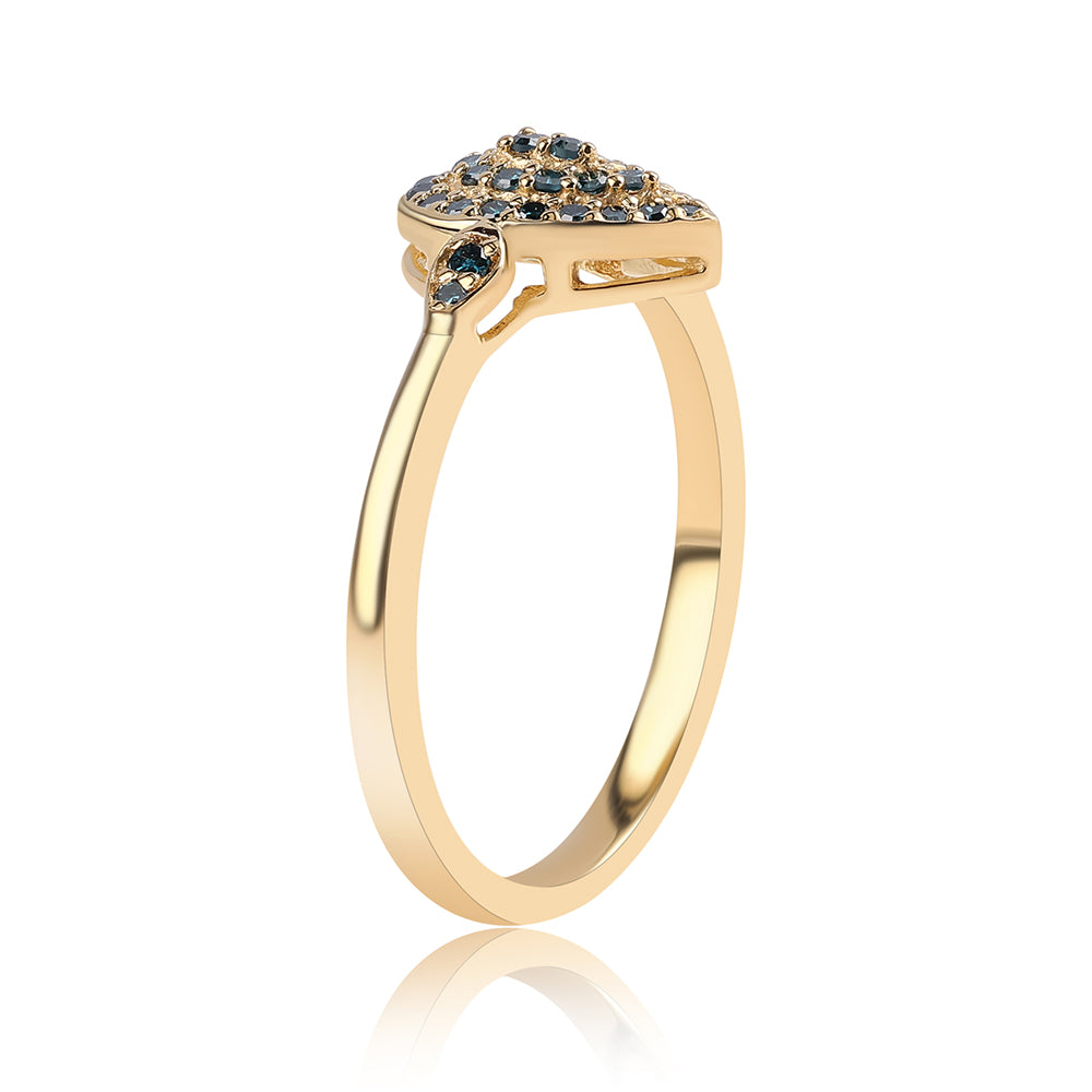 Pozlacený 925 / 1000 Sterlingové Stříbro Prsten s Modrým Diamantem 2 