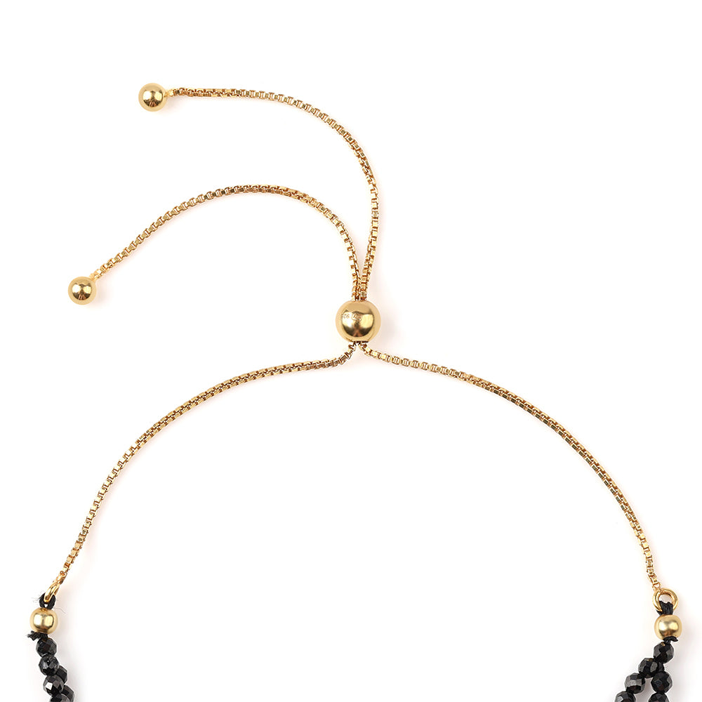 Pozlacený 925 / 1000 Sterlingové Stříbro Náramek s Černým spinelem 2 