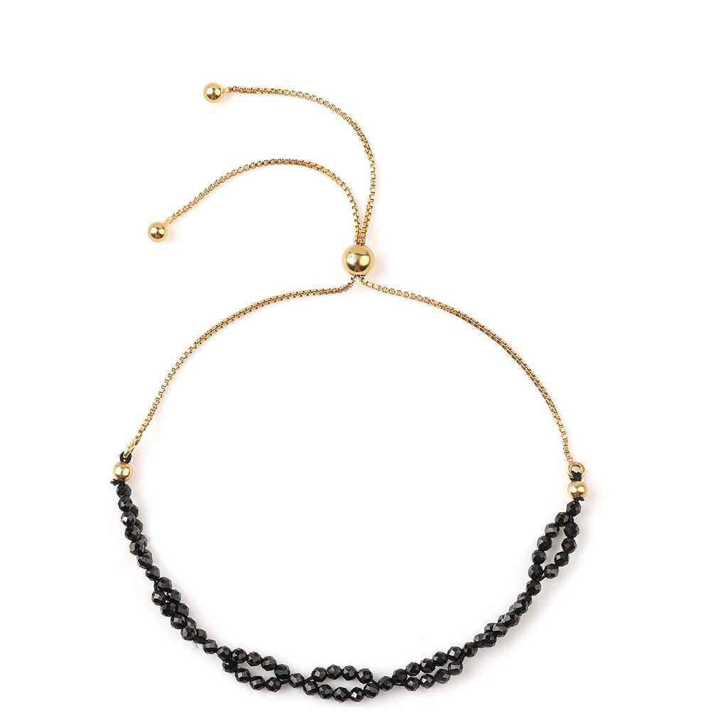 Pozlacený 925 / 1000 Sterlingové Stříbro Náramek s Černým spinelem 1 