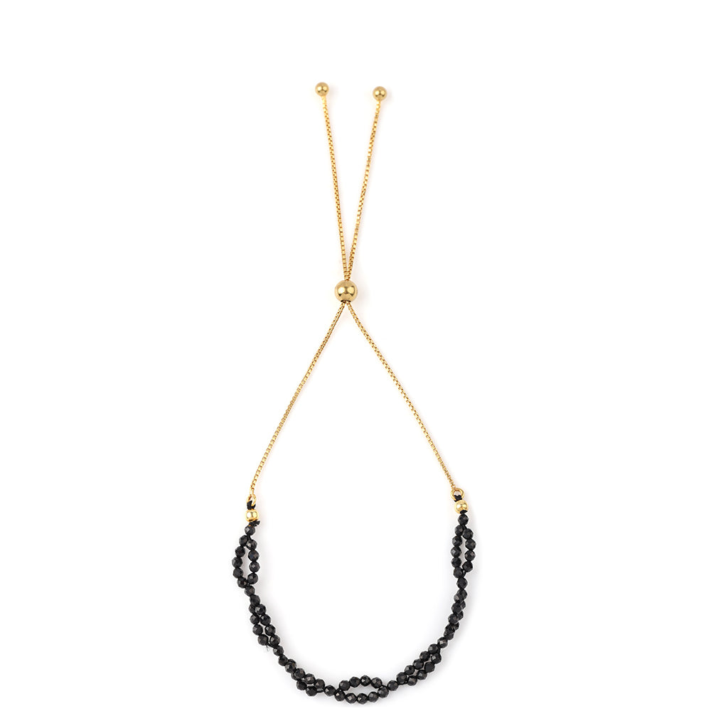 Pozlacený 925 / 1000 Sterlingové Stříbro Náramek s Černým spinelem 3 