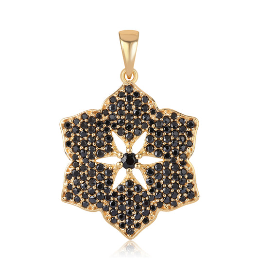 Pozlacené Sterlingové Stříbro 925 / 1000 - Přívěsek s Černým spinelem