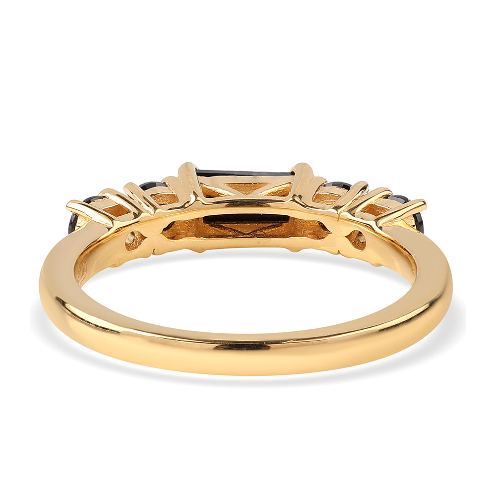 Pozlacené Stříbro 925/1000 - Prsten s Černým spinelem - Karátové číslo: 1.04. přibližná hmotnost: 2.41 gramů