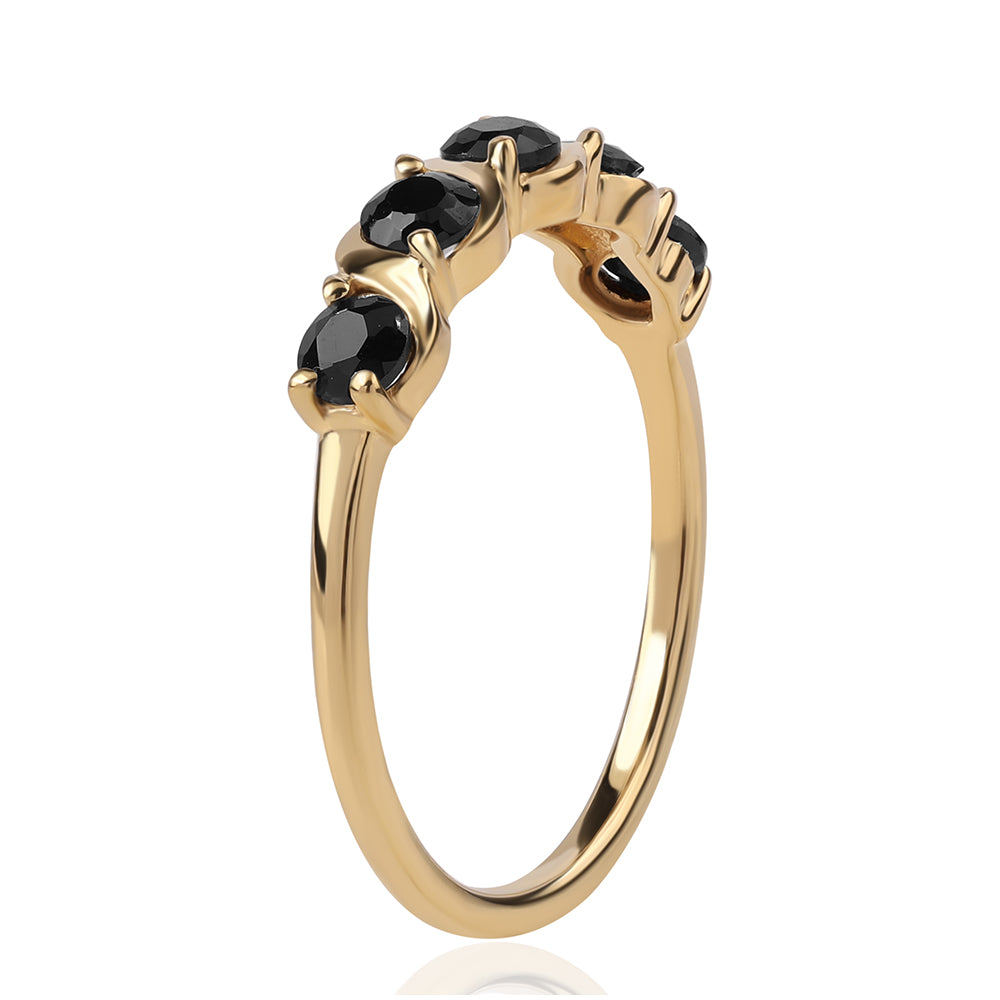 Pozlacené Stříbro 925/1000 - Prsten s Černým spinelem - Karátové číslo: 1.16. přibližná hmotnost: 2.17 gramů 2 