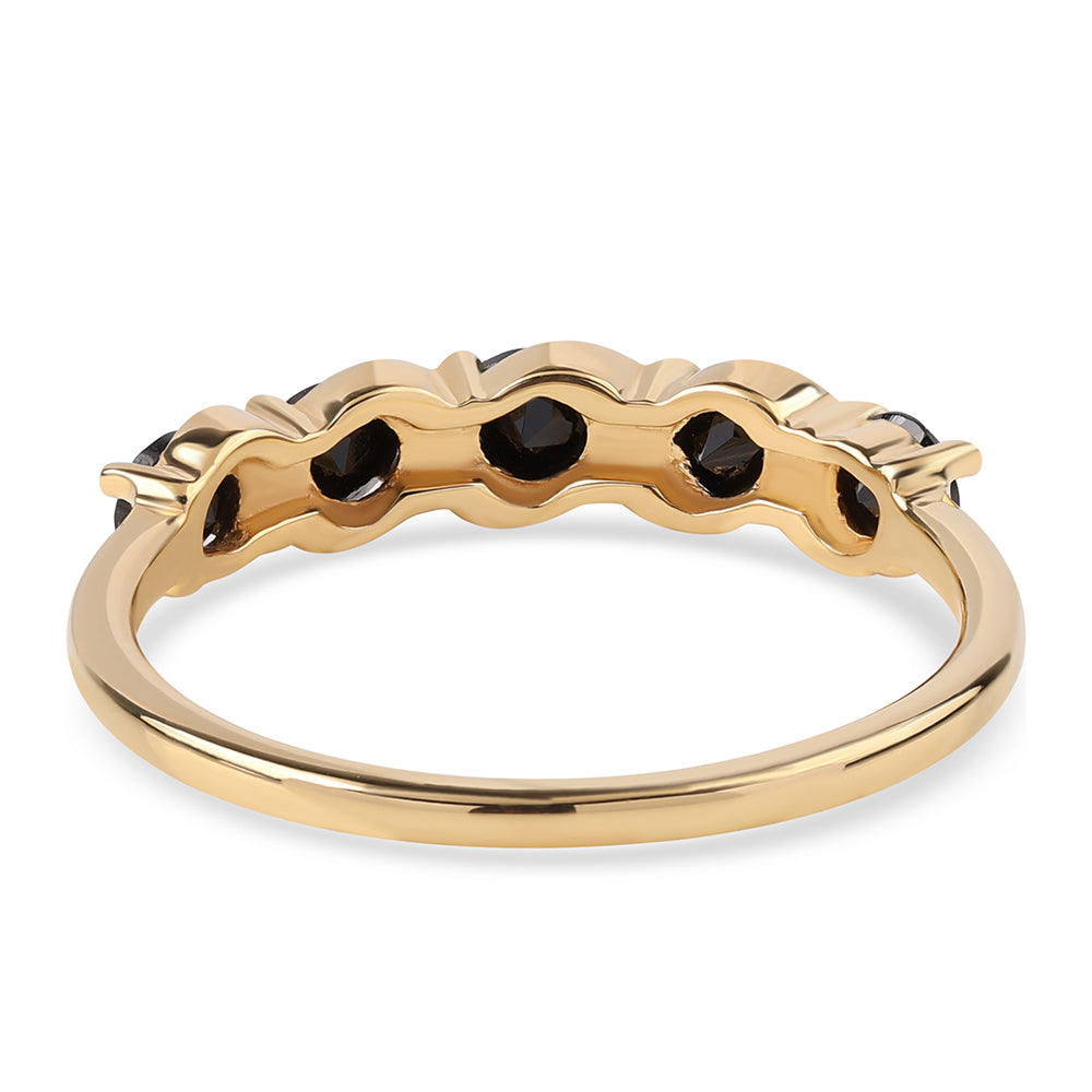 Pozlacené Stříbro 925/1000 - Prsten s Černým spinelem - Karátové číslo: 1.16. přibližná hmotnost: 2.17 gramů 3 