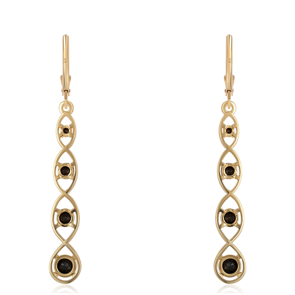 Pozlacené 925 / 1000 Sterlingové Stříbro Náušnice s Černým spinelem