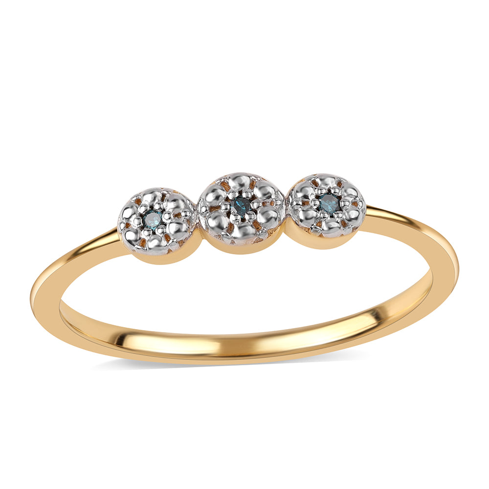 Pozlacené Stříbro 925/1000 - Prsten s Modrým Diamantem - Karátové číslo: 0.02. přibližná hmotnost: 1.73 gramů 1 