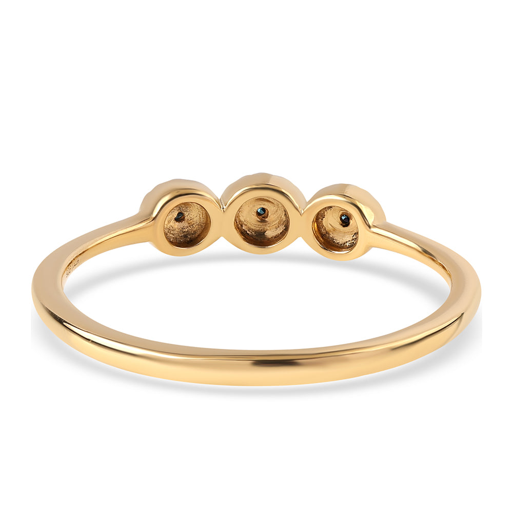 Pozlacené Stříbro 925/1000 - Prsten s Modrým Diamantem - Karátové číslo: 0.02. přibližná hmotnost: 1.73 gramů 3 