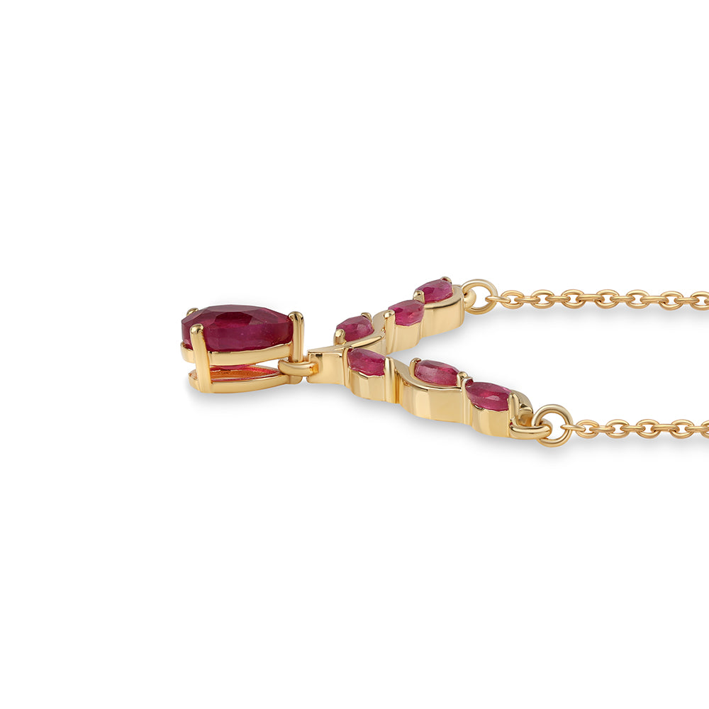 Pozlacený 925 / 1000 Sterlingové Stříbro Náhrdelník s Mozambickým Rubínem