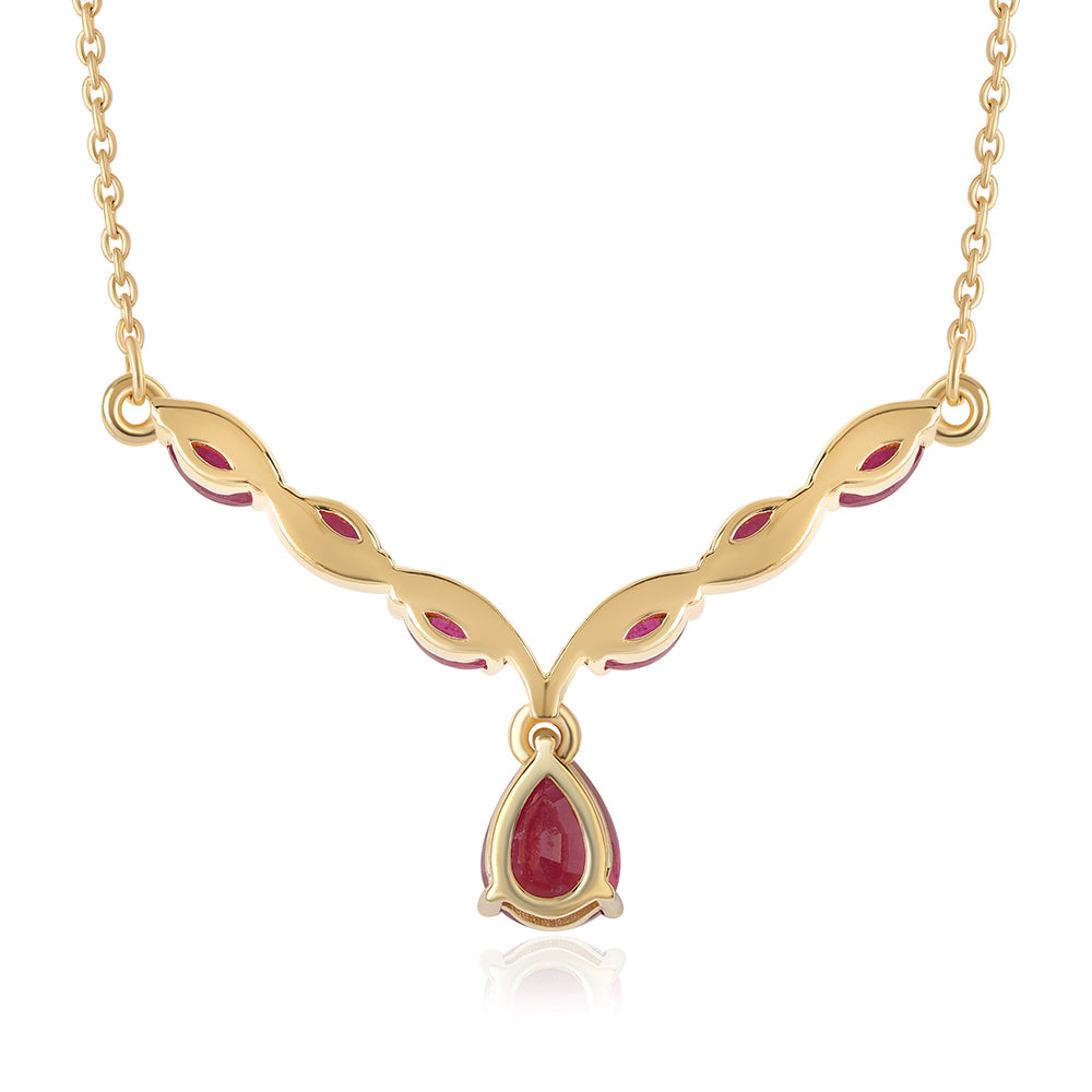 Pozlacený 925 / 1000 Sterlingové Stříbro Náhrdelník s Mozambickým Rubínem 3 