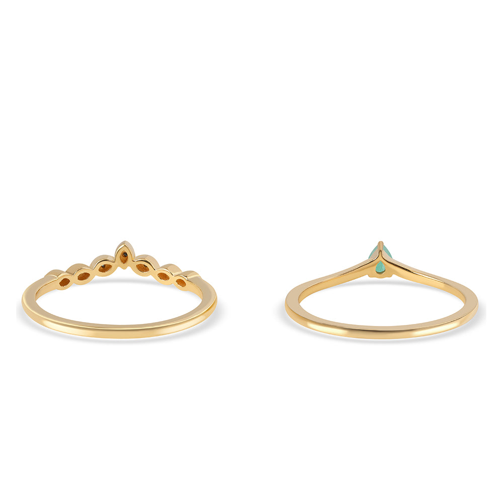 Pozlacené Stříbro 925/1000 - Sada s Modrým Diamantem a Brazilským Smaragdem - Karátové číslo: 0.26. přibližná hmotnost: 3.16 gramů ( Prsten )