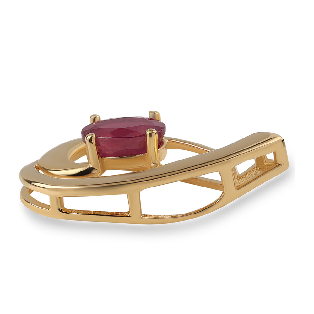 Pozlacené Stříbro 925/1000 - Přívěsek s Mozambickým Rubínem - Karátové číslo: 1.14. přibližná hmotnost: 1.98 gramů