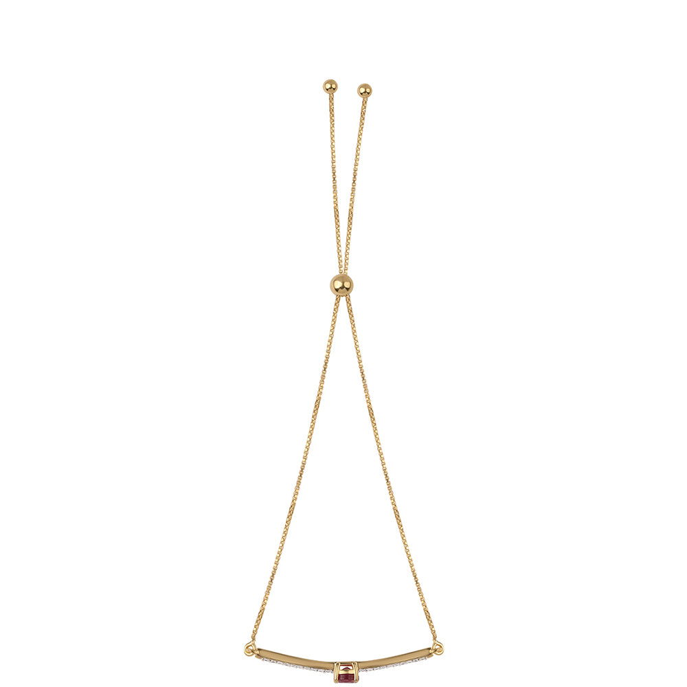 Pozlacené Stříbro 925/1000 - Náramek s Mozambickým Rubínem a Bílým Topazem - Karátové číslo: 1.1. přibližná hmotnost: 2.77 gramů