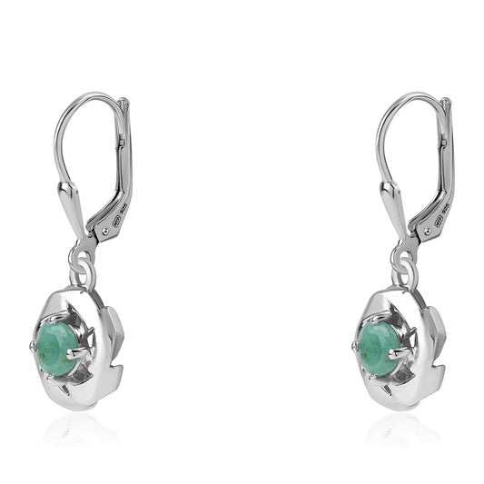 925 / 1000 Sterlingové Stříbro Náušnice s Brazilským Smaragdem
