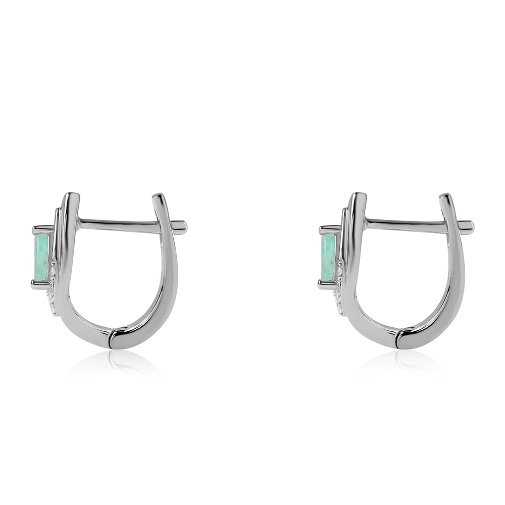 925 / 1000 Sterlingové Stříbro Náušnice s Brazilským Smaragdem a Bílým Topazem 2 