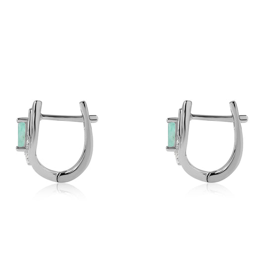 Stříbrné Náušnice s Brazilským Smaragdem a Bílým Topazem