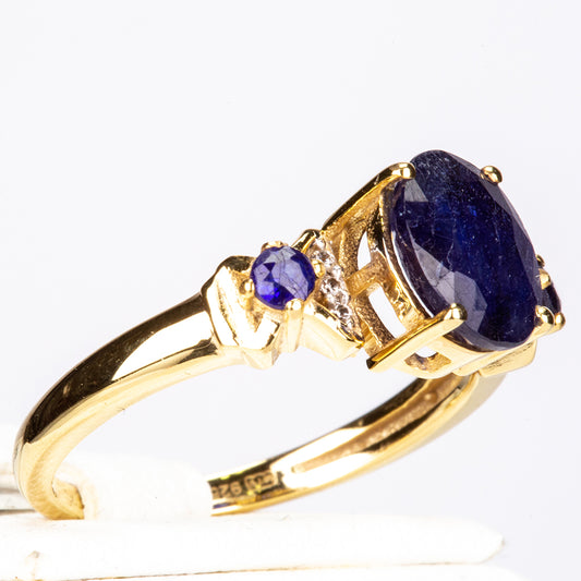 Pozlacený Stříbrný Prsten s Australským Modrým Safírem