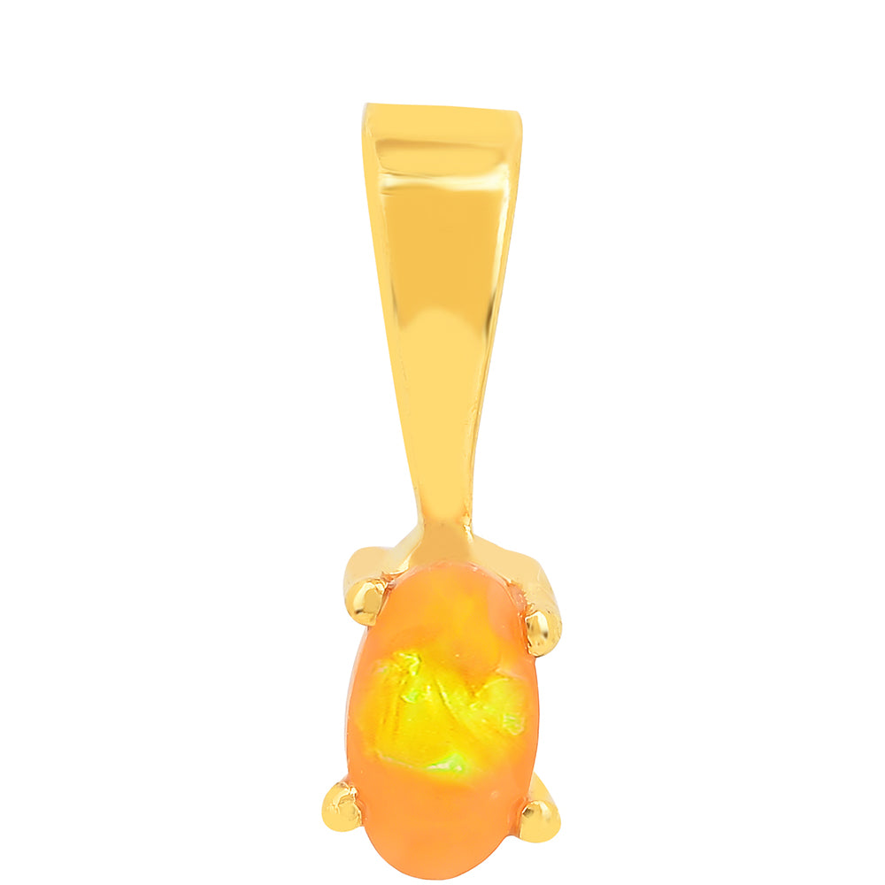 Pozlacené Stříbro 925/1000 - Přívěsek s Ohnivým Opálem - Karátové číslo: 0.14. přibližná hmotnost: 0.37 gramů 1 