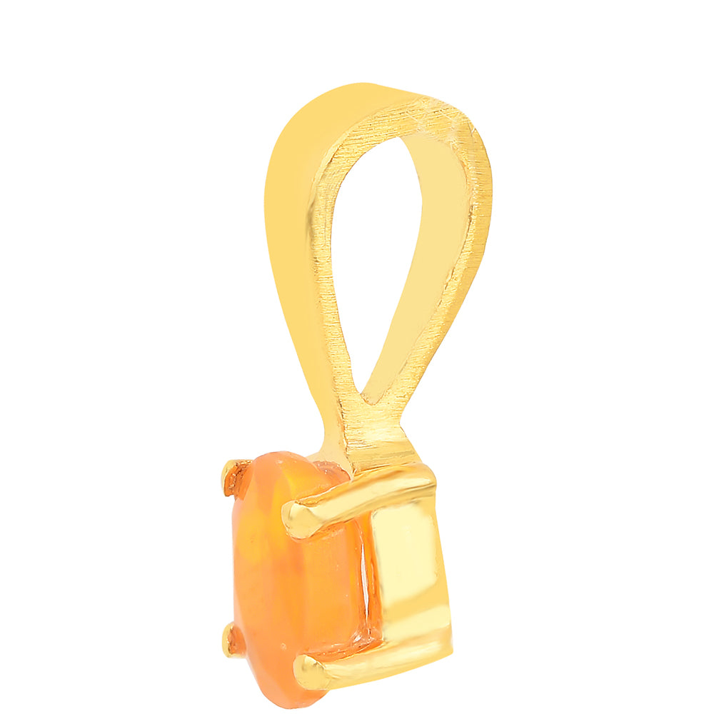 Pozlacené Stříbro 925/1000 - Přívěsek s Ohnivým Opálem - Karátové číslo: 0.14. přibližná hmotnost: 0.37 gramů