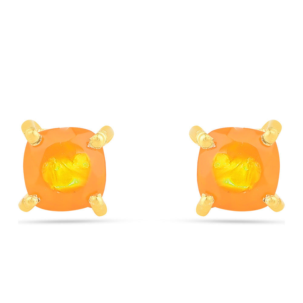 Pozlacené Stříbro 925/1000 - Náušnice s Ohnivým Opálem - Karátové číslo: 0.63. přibližná hmotnost: 0.82 gramů 1 