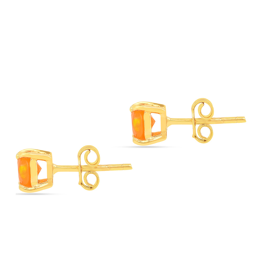 Pozlacené Stříbro 925/1000 - Náušnice s Ohnivým Opálem - Karátové číslo: 0.63. přibližná hmotnost: 0.82 gramů 2 