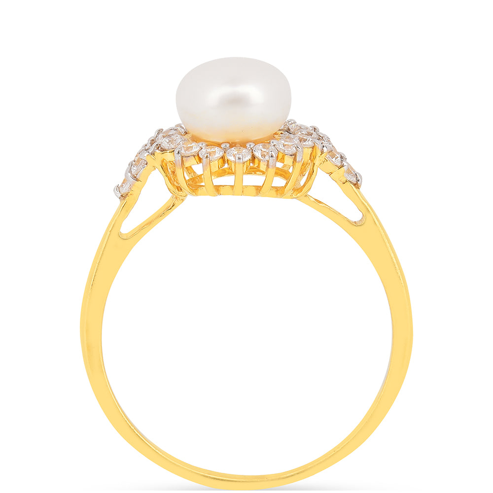 Pozlacené Stříbro 925/1000 - Prsten s Bílým Zirkonem - Karátové číslo: 2.74. přibližná hmotnost: 2.5 gramů