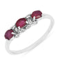 Stříbro 925/1000 - Prsten s Thajským Rubínem a Bílým Zirkonem - Karátové číslo: 0.96. přibližná hmotnost: 1.69 gramů