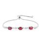 Stříbro 925/1000 - Náramek s Thajským Rubínem a Bílým Zirkonem - Karátové číslo: 2.12. přibližná hmotnost: 3.93 gramů