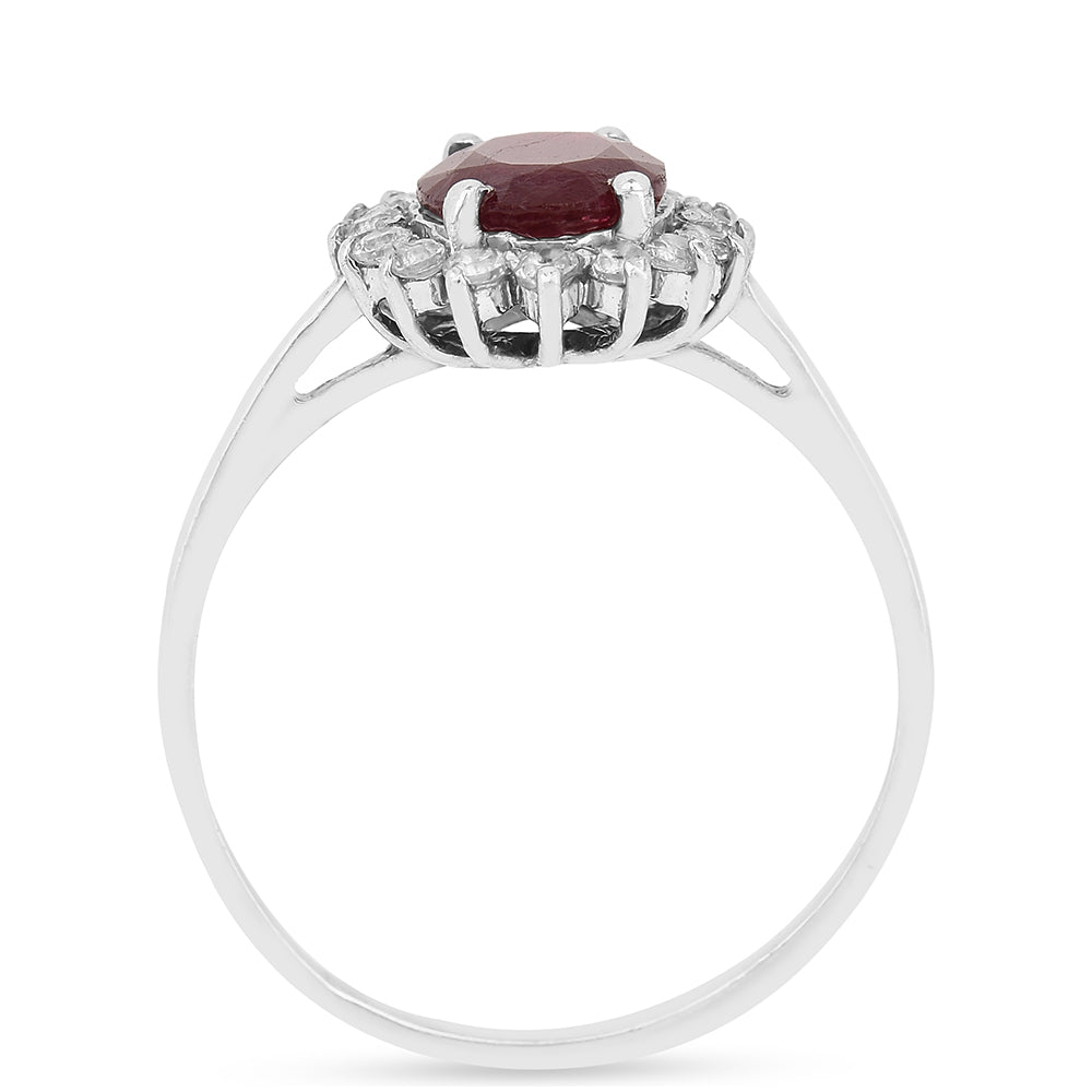 Stříbro 925/1000 - Prsten s Thajským Rubínem a Bílým Zirkonem - Karátové číslo: 2.38. přibližná hmotnost: 2.31 gramů