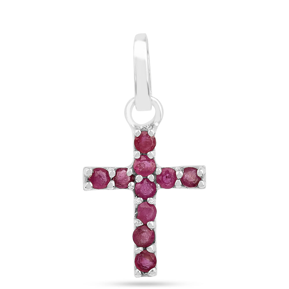 Stříbro 925/1000 - Přívěsek s Thajským Rubínem - Karátové číslo: 0.45. přibližná hmotnost: 0.93 gramů