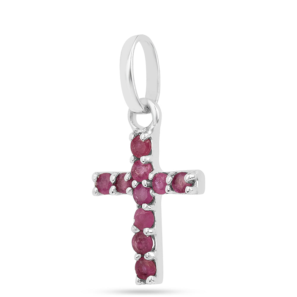 Stříbro 925/1000 - Přívěsek s Thajským Rubínem - Karátové číslo: 0.45. přibližná hmotnost: 0.93 gramů