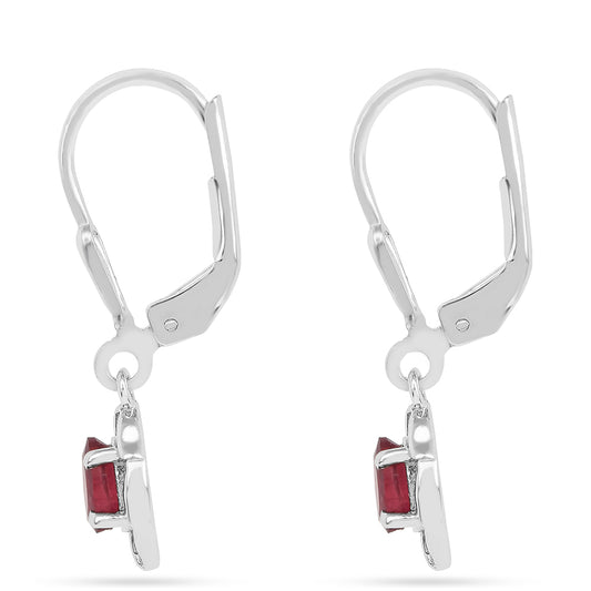 Stříbrné Náušnice s Thajským Rubínem