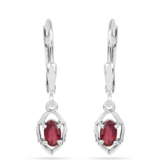 Stříbrné Náušnice s Thajským Rubínem