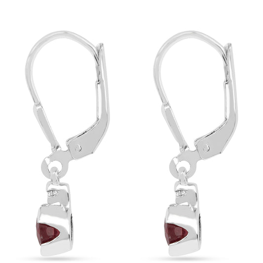 Stříbrné Náušnice s Thajským Rubínem a Bílým Zirkonem