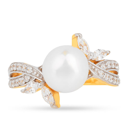 Pozlacený Stříbrný Prsten s Bílým Zirkonem