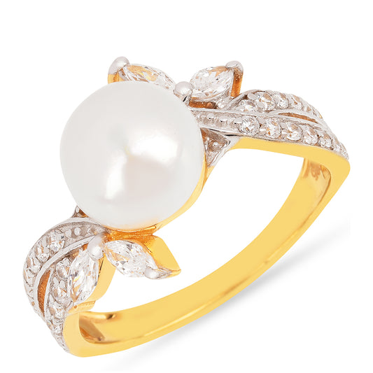 Pozlacený Stříbrný Prsten s Bílým Zirkonem