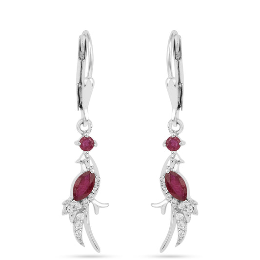 Stříbro 925/1000 - Náušnice s Thajským Rubínem - Karátové číslo: 1.12. přibližná hmotnost: 2.95 gramů