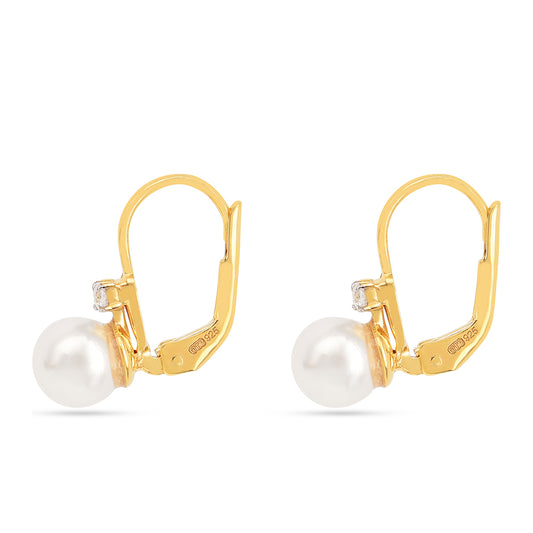 Pozlacené Stříbro 925/1000 - Náušnice s Bílým Zirkonem - Karátové číslo: 3.77. přibližná hmotnost: 1.86 gramů