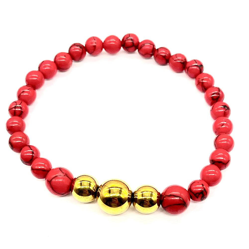 Korále Náramek s Červeným Houbovým Korálem a Hematitem (pohoří Cerro Bolívar) - Karátové číslo: 66.83. přibližná hmotnost: 13.37 gramů 2 